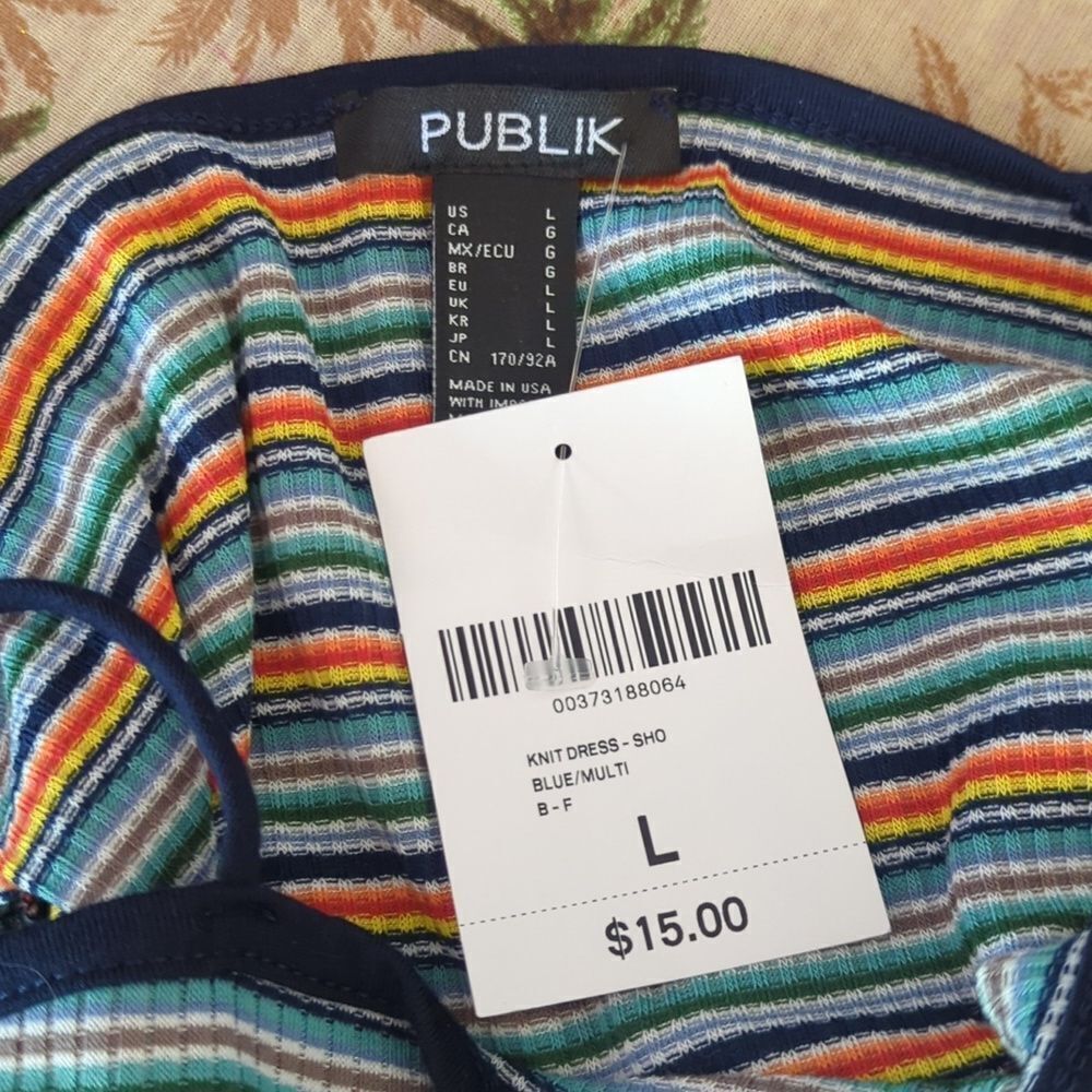 Publick Ribbed Striped Strappy Summer Mini-dress - Picture 9 of 9